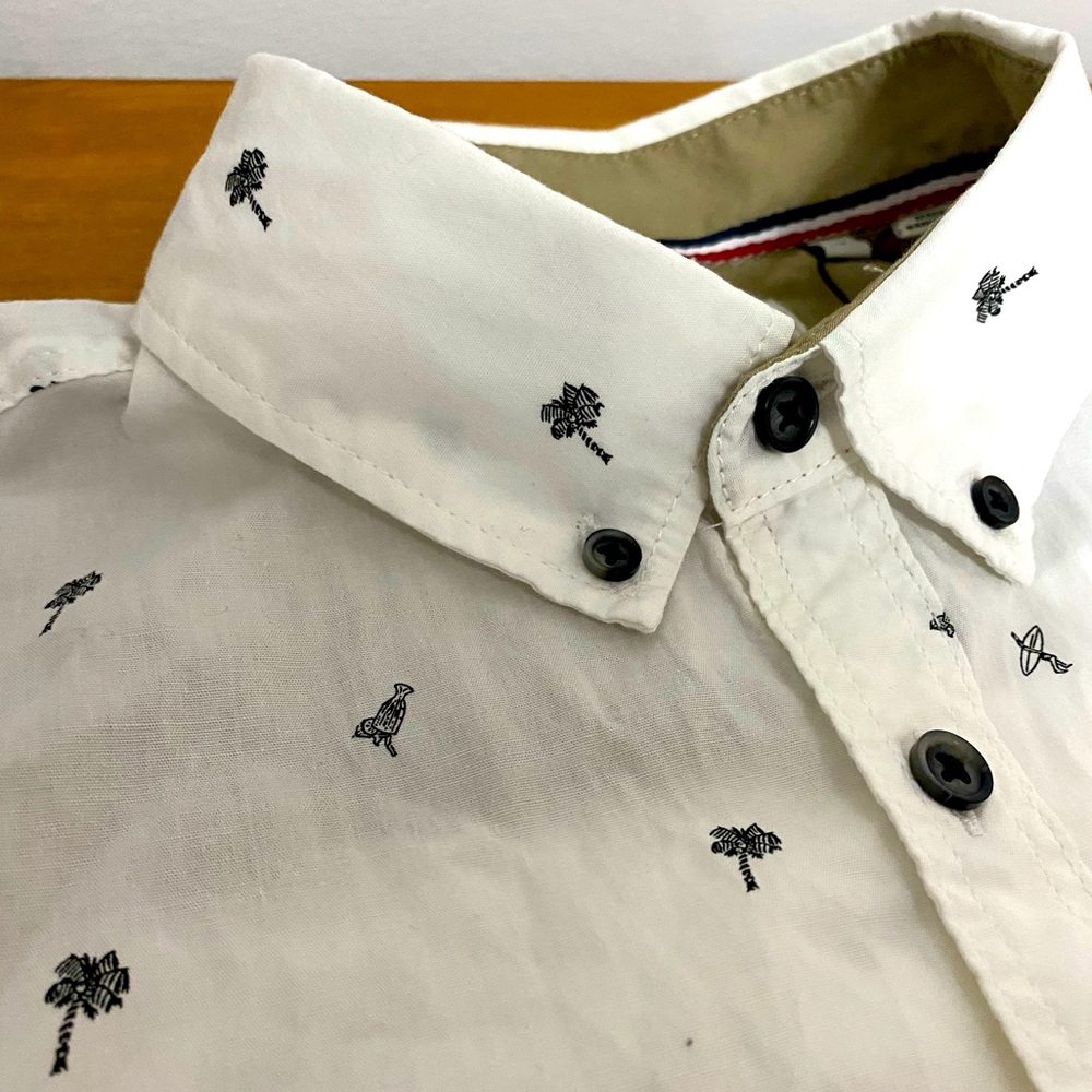 Palm tree print button-up shirt